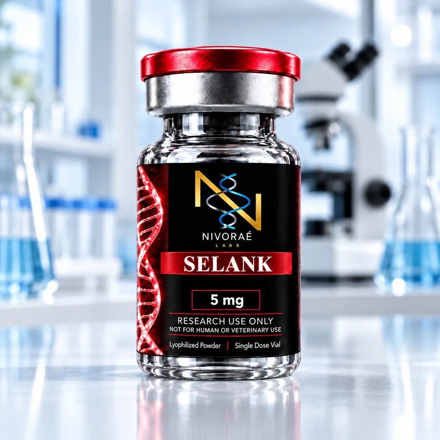 Vial de Selank en laboratorio