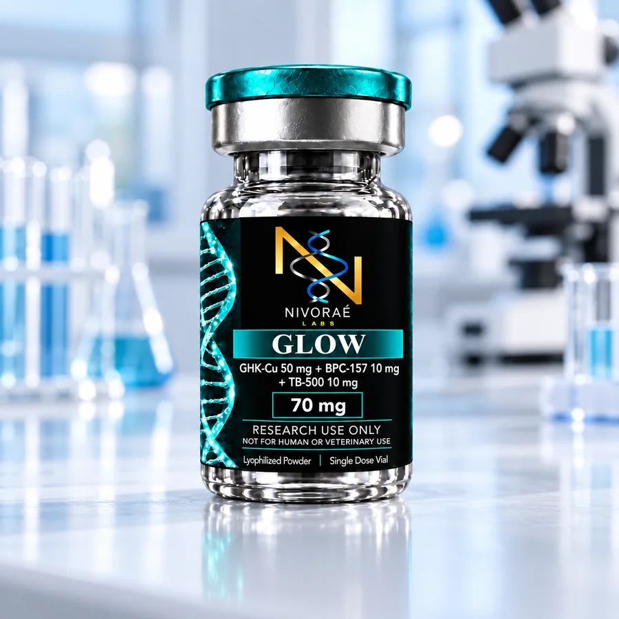 Vial de GLOW en laboratorio