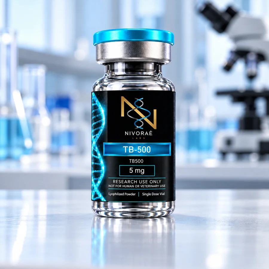Vial de TB-500 en laboratorio